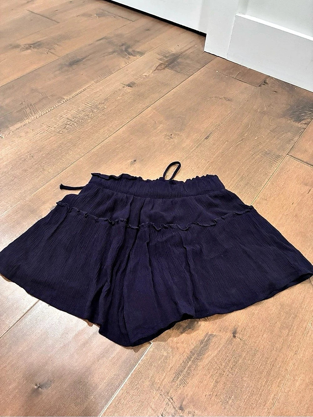 Altar’d State High Waist Ruffle Shorts in navy
